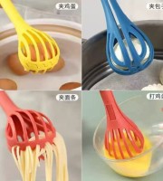 Whisks for Cooking,Forreen 3 Pack Egg Whisk Plastic Multifunctional Heat Resistant Hand Egg Beater 2 in 1 Non-Slip Food Tongs for Mixing Whisking Stirring Gripping, Multicolor